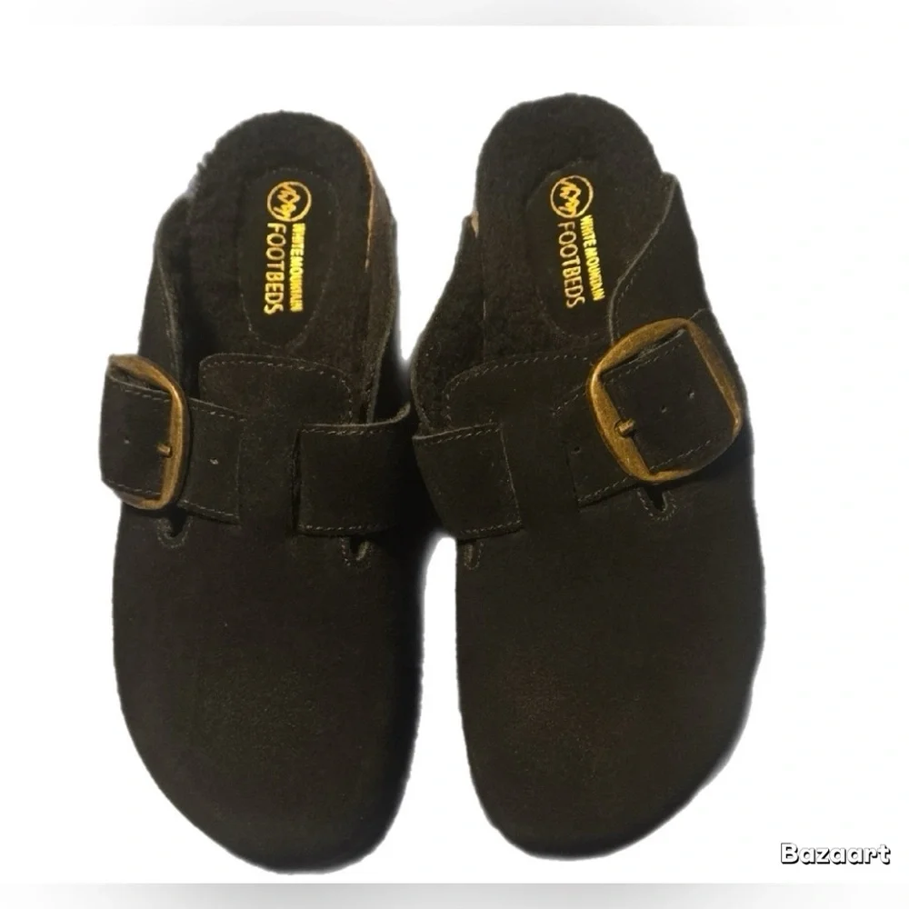 White Mountain Suede Footbed Clogs Sz 8.5 - Picture 1 of 3